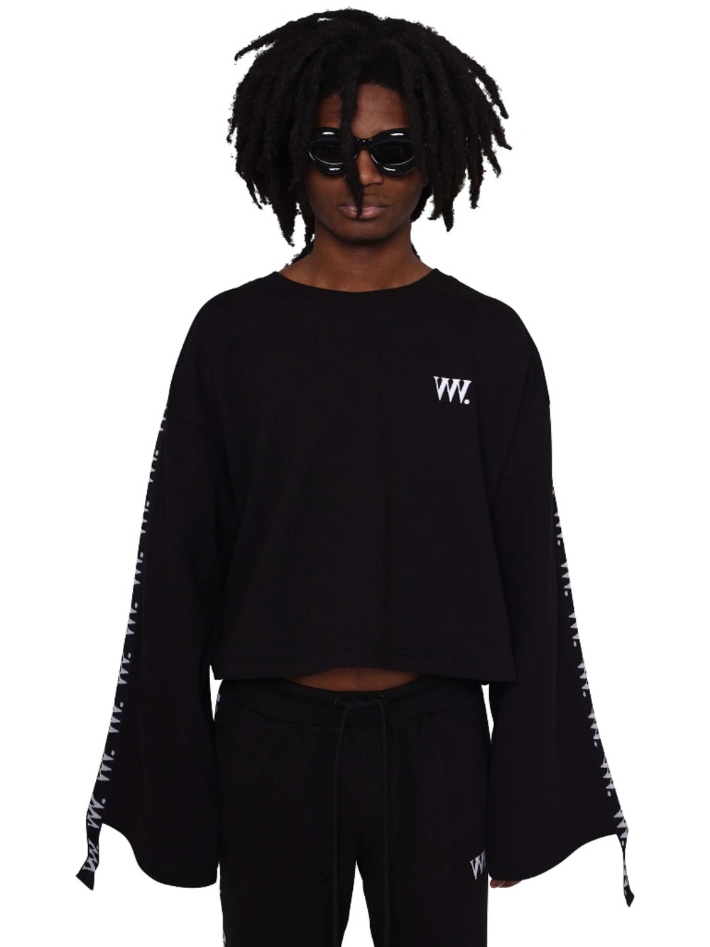 VVV Cropped Tape Crewneck Sweater - Black